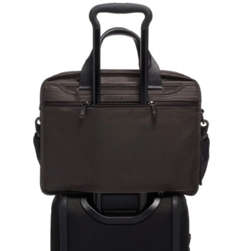 TUMI Alpha Expandable Organizer Laptop Briefcase Black Ballistic Nylon 15